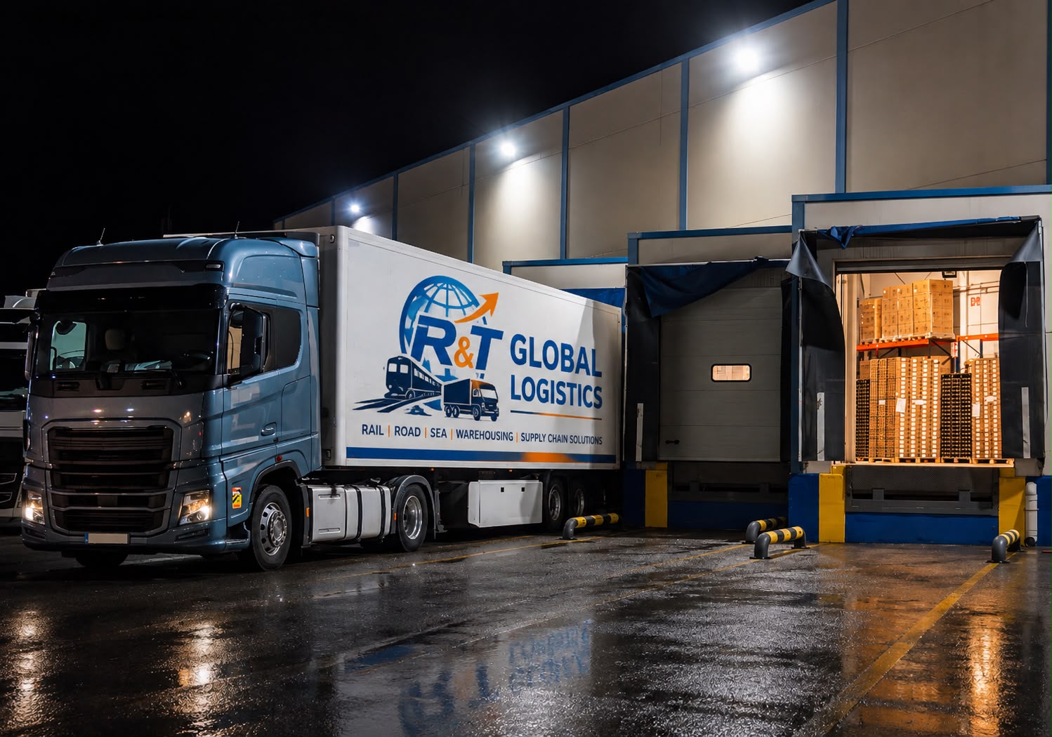 Container truck on the road